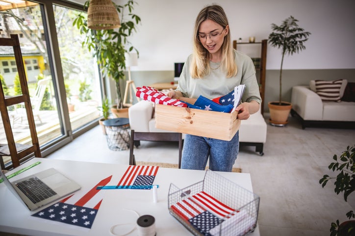 Decorating apartment  for celebrating Fourth of July